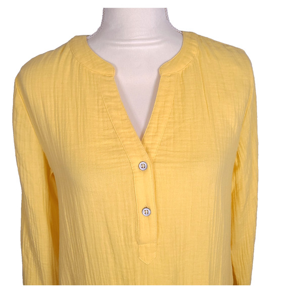 SOFT SURROUNDINGS Santorini Gauze Pullover Tunic Top Butter Yellow Small Cotton - Picture 4 of 10